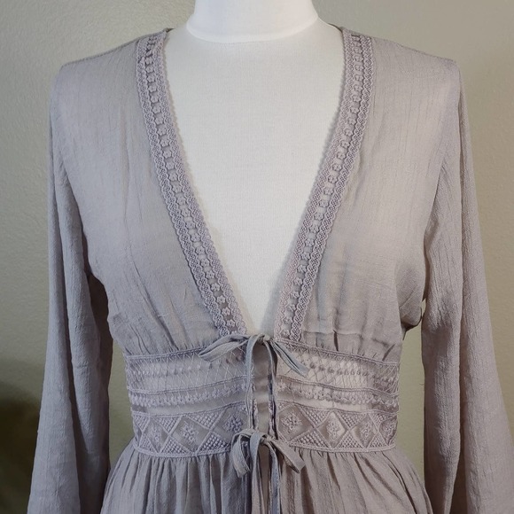 Rebellion Again Boho Gray Kimono Cover Up  Size M - Picture 5 of 7